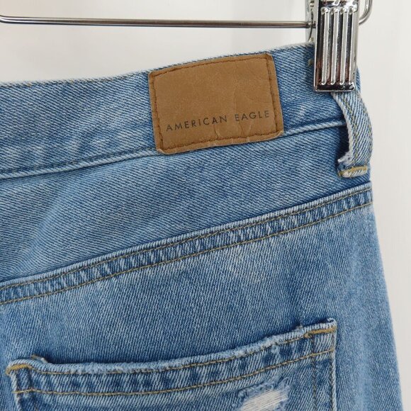 American Eagle Womens 4 Mom Jeans Blue Distressed Destroyed Denim Pants Cotton - Picture 8 of 14